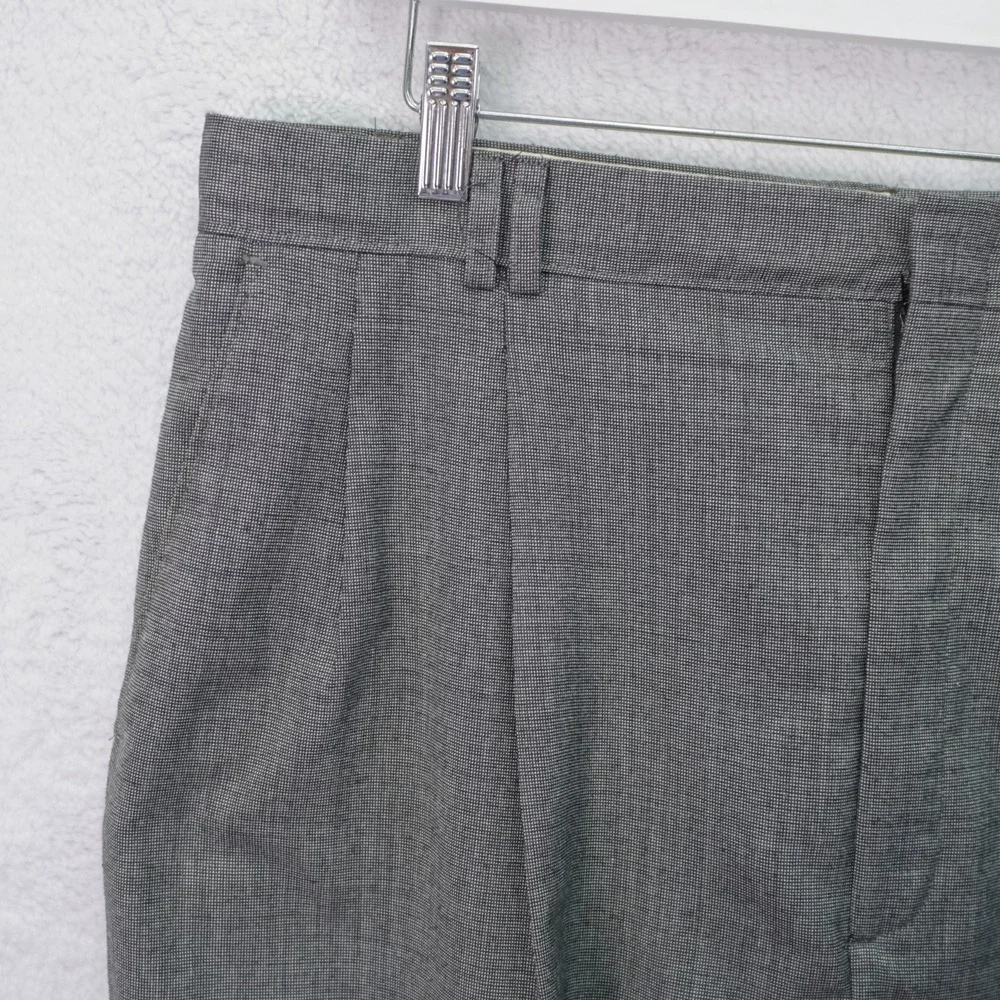 Haggar Wool 2 Piece Suit Gray Birdseye -42L  35 / 30.5- Double Breasted Peak Lap